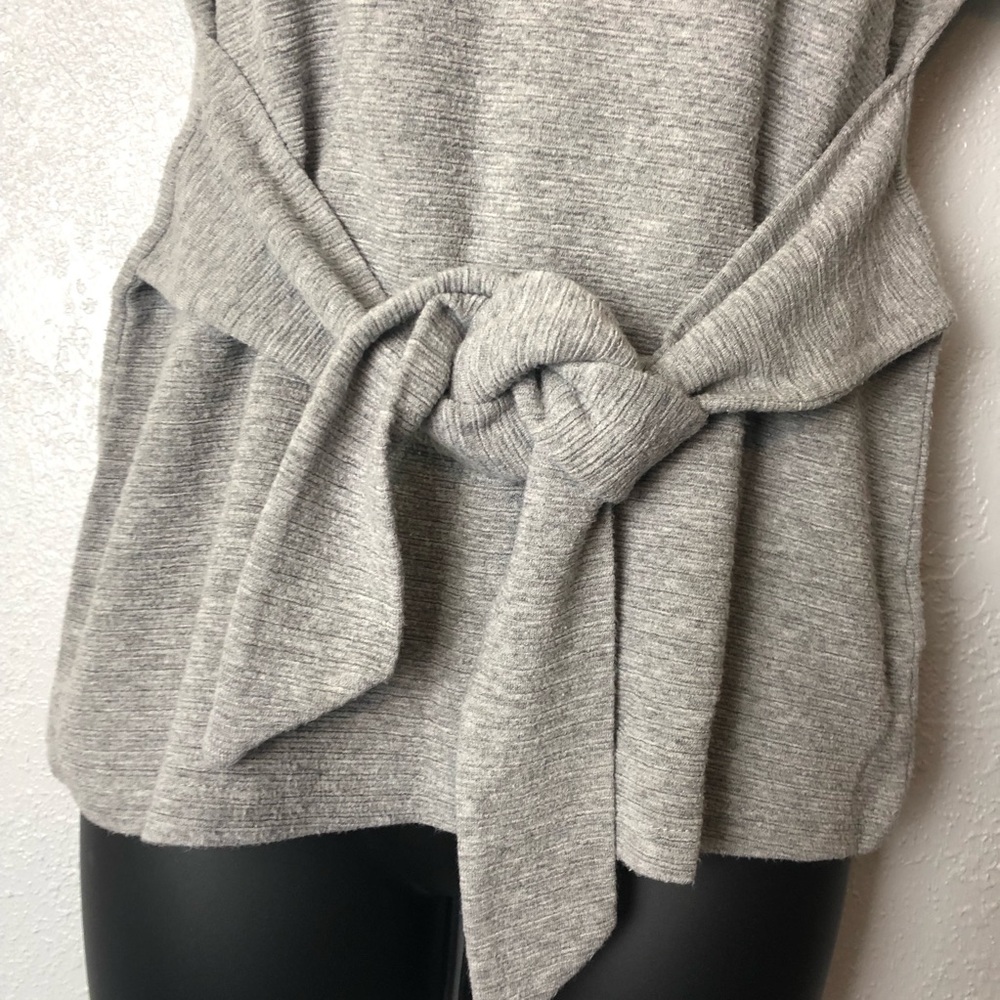TAHARI sweater shirt grey knot tie shirt sleeve XS - Picture 5 of 14